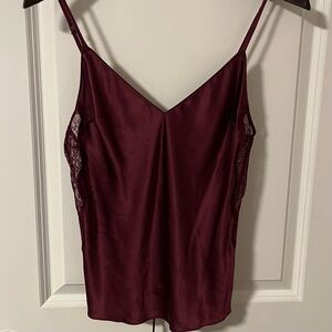 NWT Victoria's Secret Burgundy Satin Lace-Trim Cami
